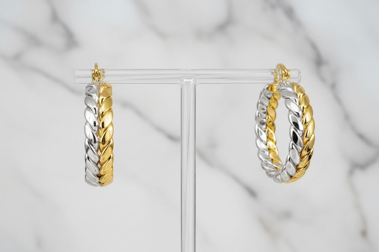 Wheat Circle 1 1/4" Hoop Earring