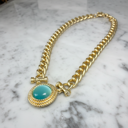 Chunky Necklace Blue Pendant