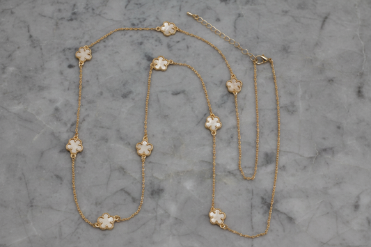 Gold Flower MOP Necklace - 36"
