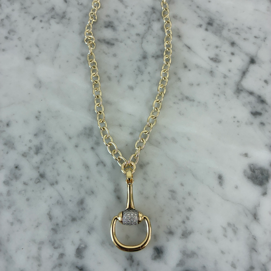 Gold Horseshoe Link Necklace - 17"