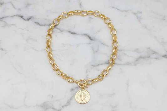 Gold Link Spanish Coin Necklace