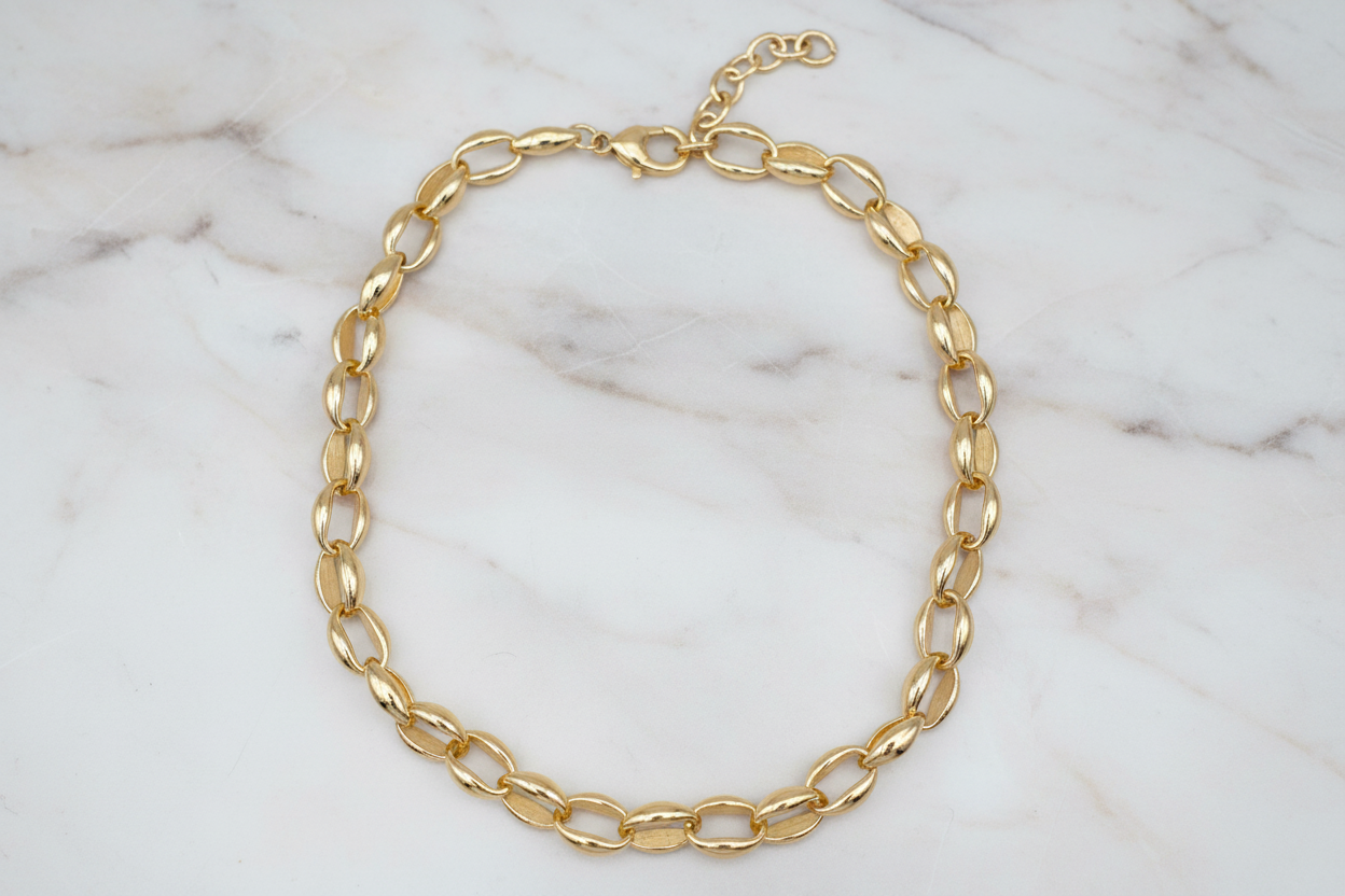 Gold Oval Links Necklace