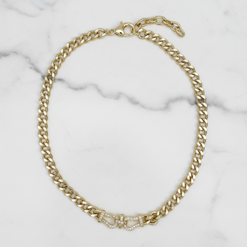 Gold Pave Cuban Link Necklace