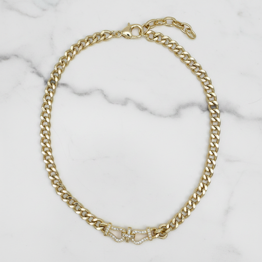 Gold Pave Cuban Link Necklace
