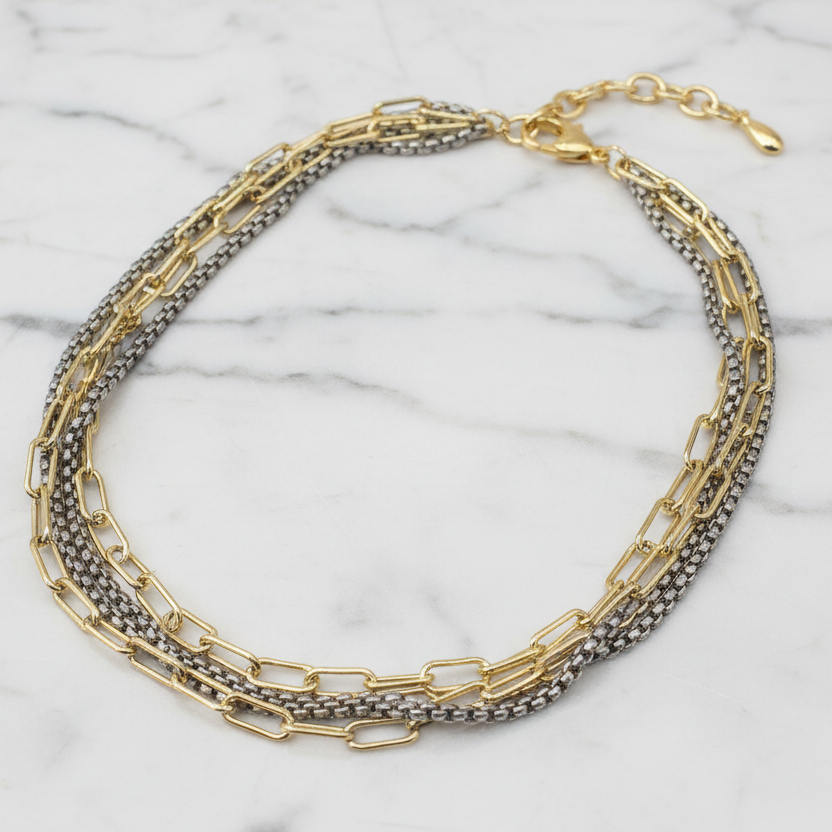 Two Tone 4-Chain Necklace