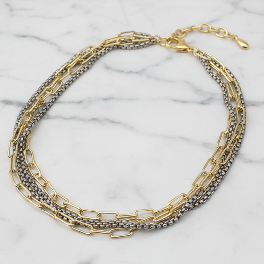 Two Tone 4-Chain Necklace