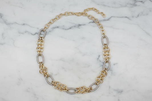 Two Tone Cable Links Necklace