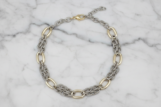 Two Tone Oval Links Necklace
