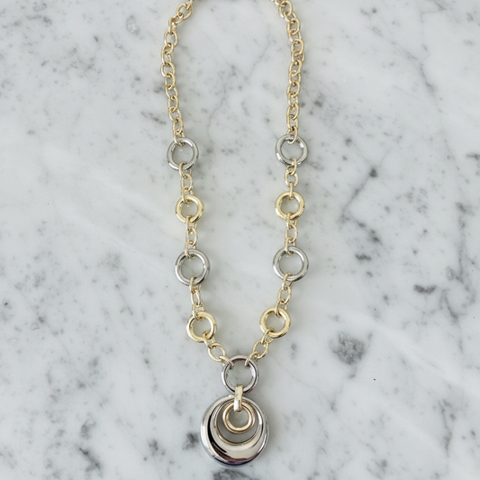 Two Tone Round Links Necklace