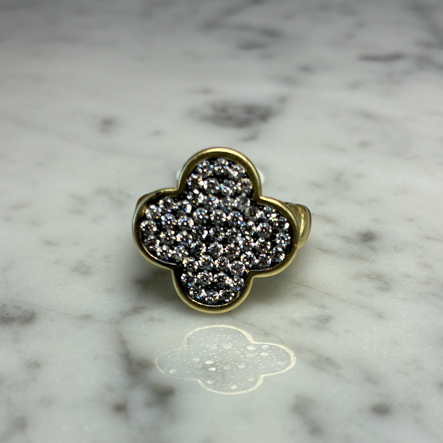 Clover Hematite CZ Ring