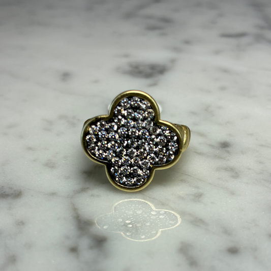Clover Hematite CZ Ring