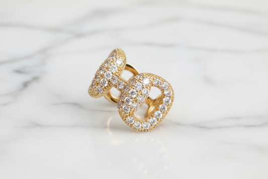 Gold CZ Pave Polo Ring