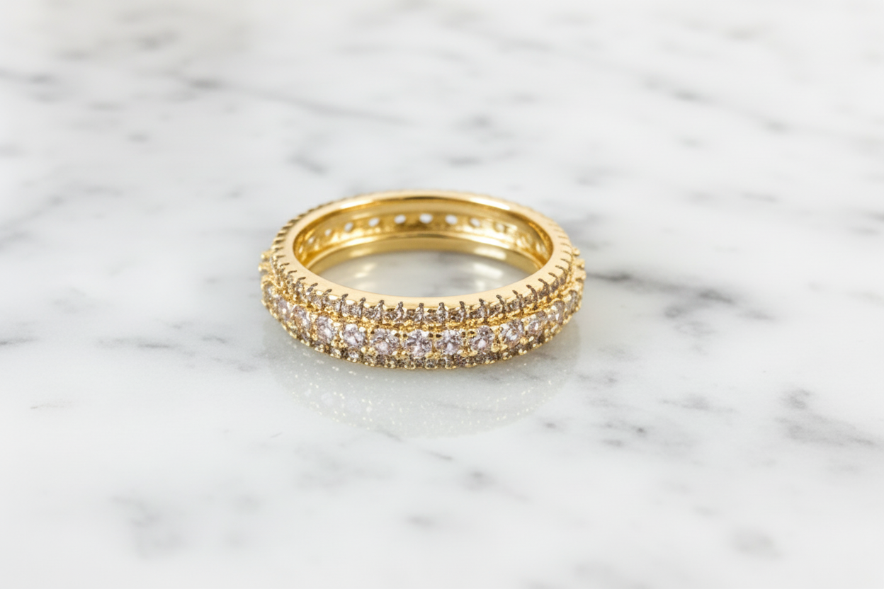 Gold Multi Square Pave Ring