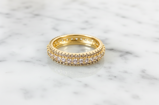 Gold Multi Square Pave Ring