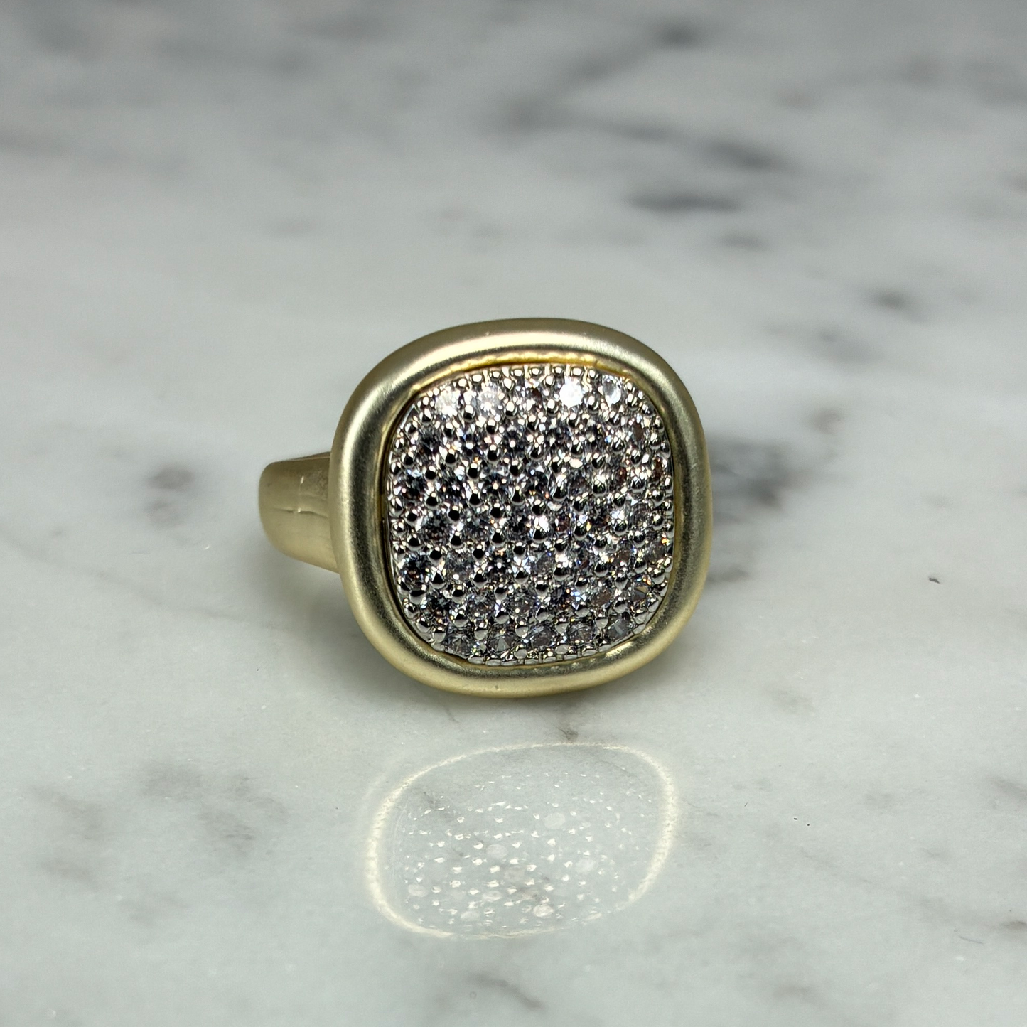 Matte Gold Square Pave Ring