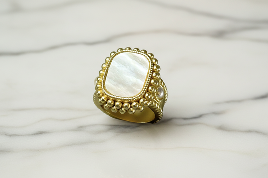 Matte Gold Rectangle Stone Ring