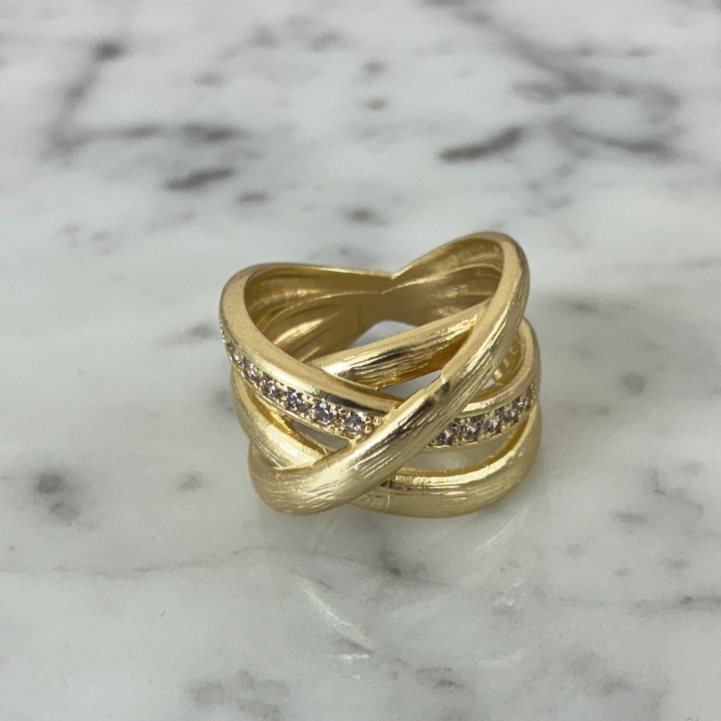 Matte Gold Crossover Ring