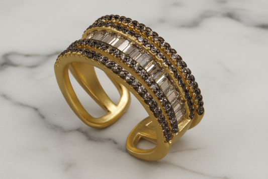 Matte Gold Hematite Rectangle Ring