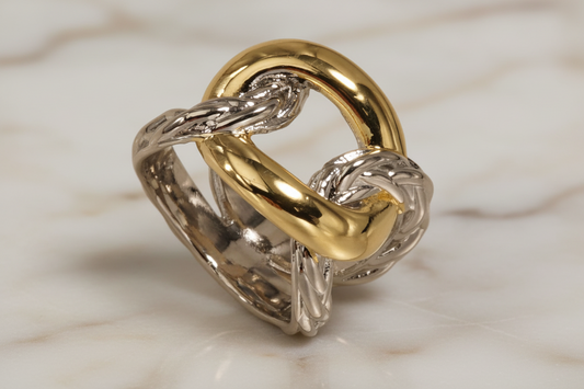 Two Tone Ponytail Knot Ring