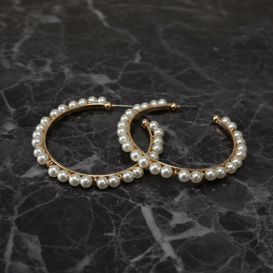 Large Pearl Hoop Earring