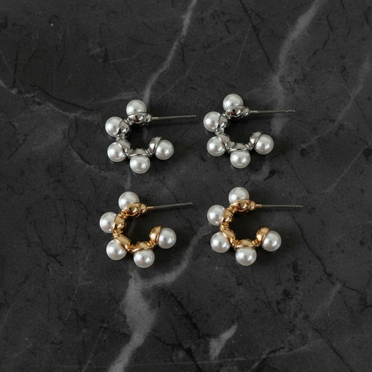 Pearl Mini Hoop Earring Set