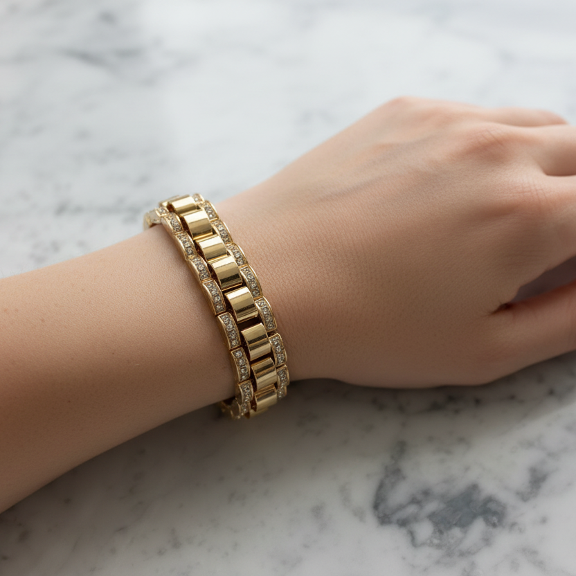 Chunky CZ Watch Link Bracelet
