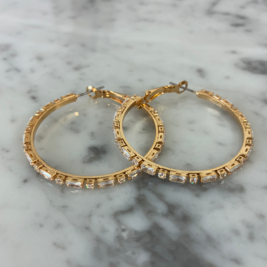 40mm Baguette Hoop Earring
