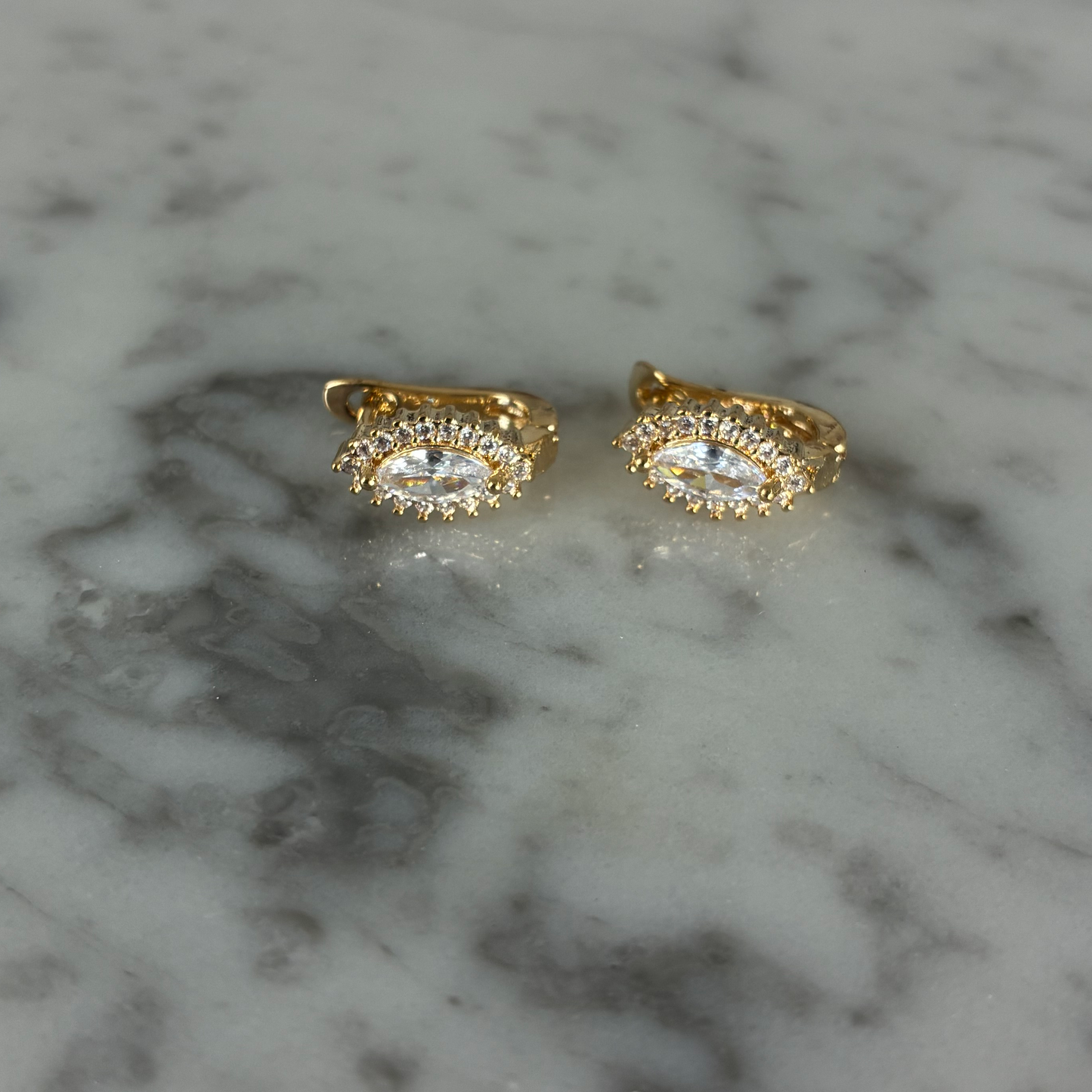 CZ Marquise Gold Huggie Earring