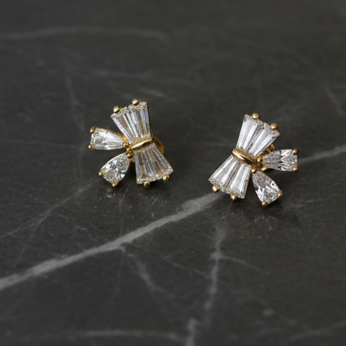 CZ Bow Stud Earring