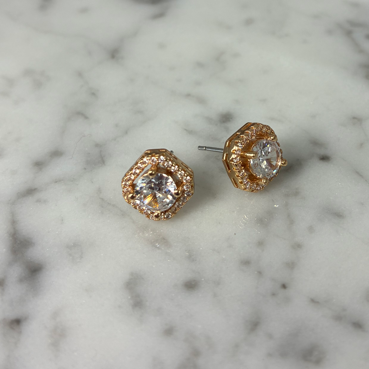 Square Halo Stud Earring