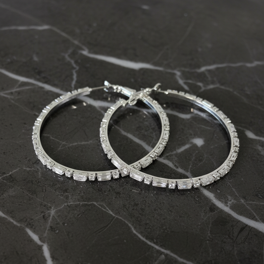 50mm Baguette Hoop Earring