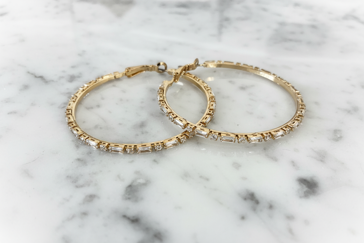 50mm Baguette Hoop Earring