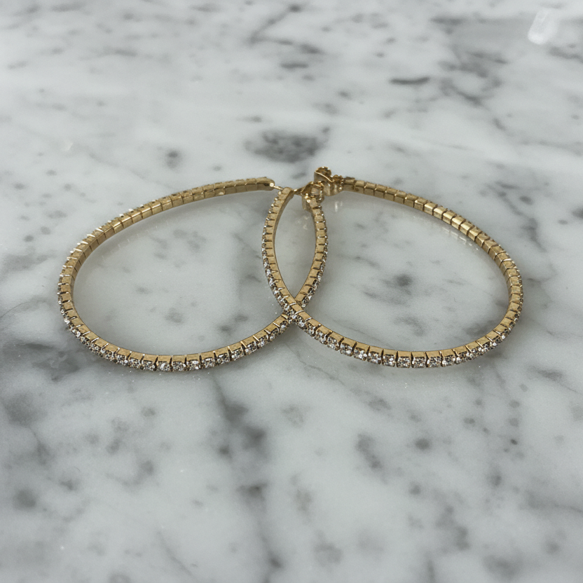 Pear Crystal 40x50mm Hoop Earring