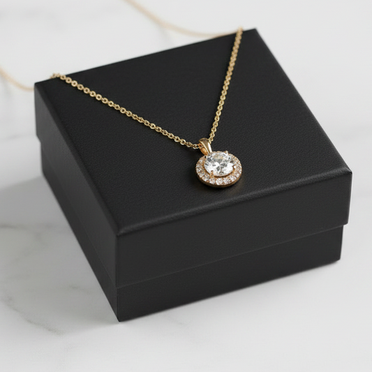 6.5mm Round CZ Pendant Necklace
