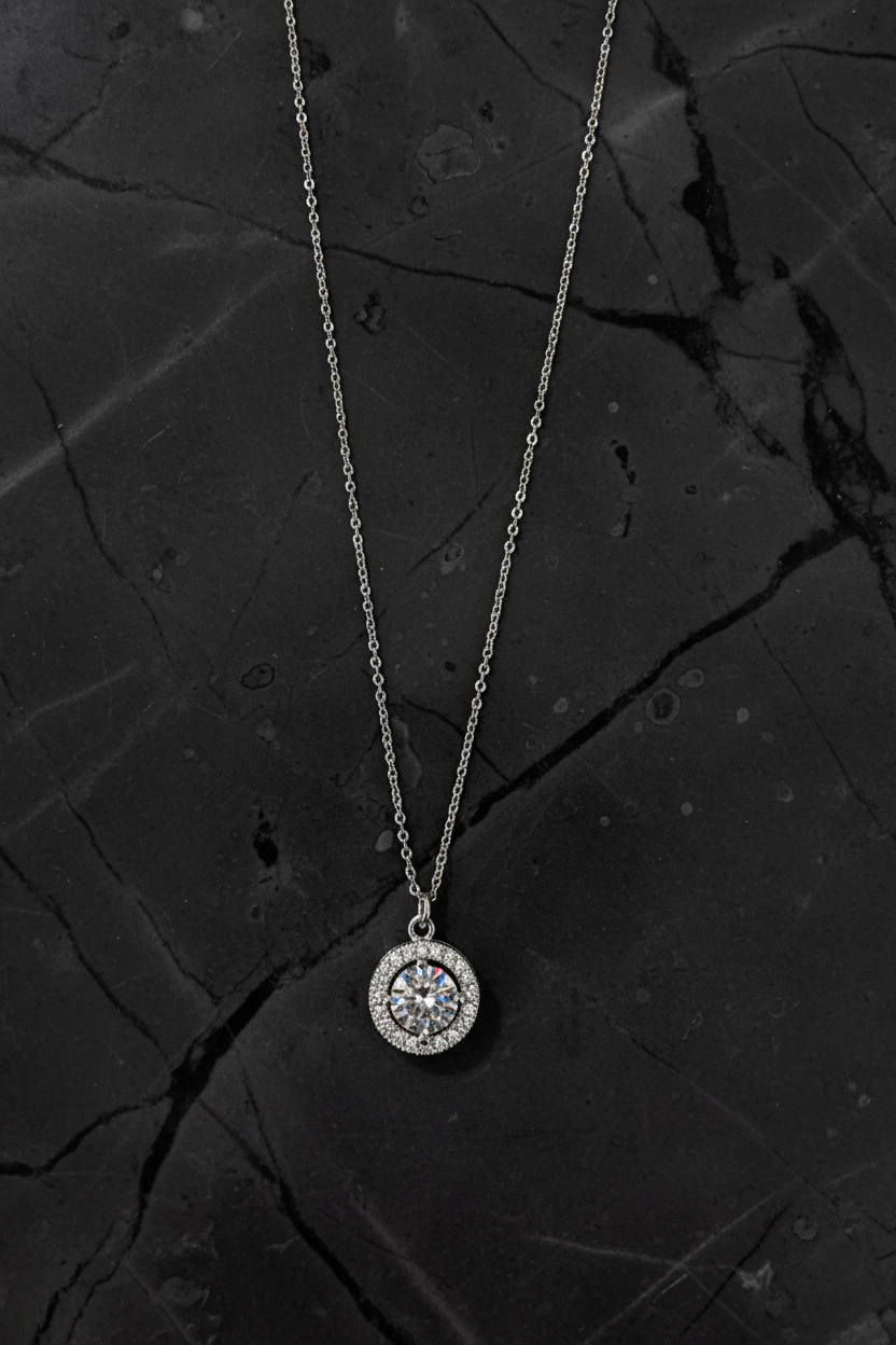 6.5mm Round CZ Pendant Necklace