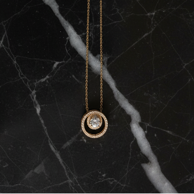 Double Circle CZ Necklace