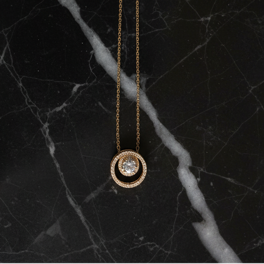 Double Circle CZ Necklace