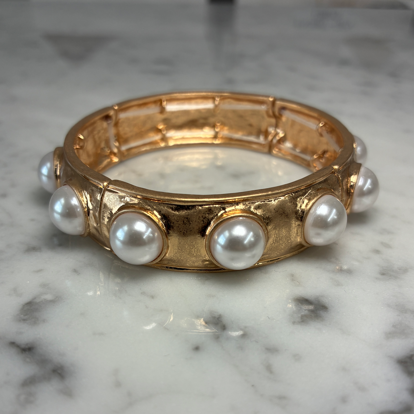 Chunky Gold Pearl Bangle