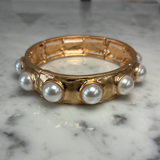 Chunky Gold Pearl Bangle