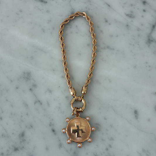 Cross Medal Rope Chain Bracelet