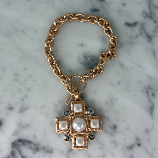 Pearl Cross Bracelet