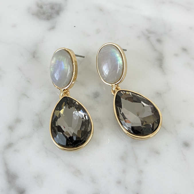 Gold Brown Stone Earring