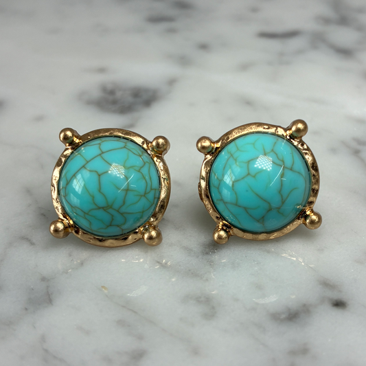 Turquoise Gold Post Earring