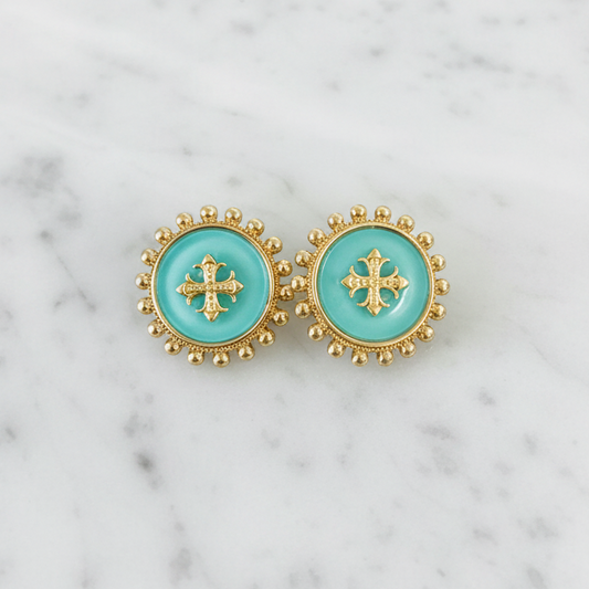 Enamel Cross Earring
