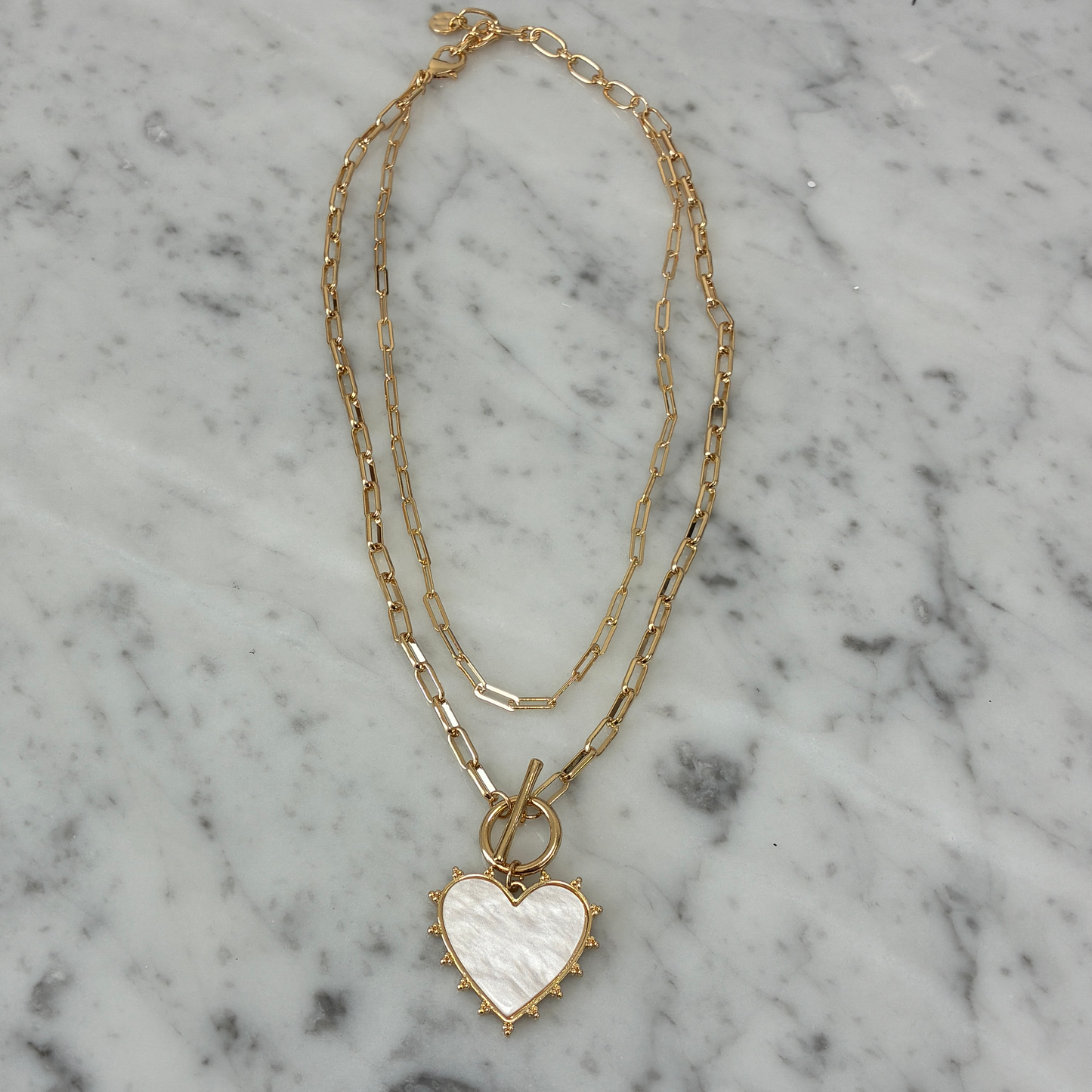 Gold Heart Front Toggle Necklace