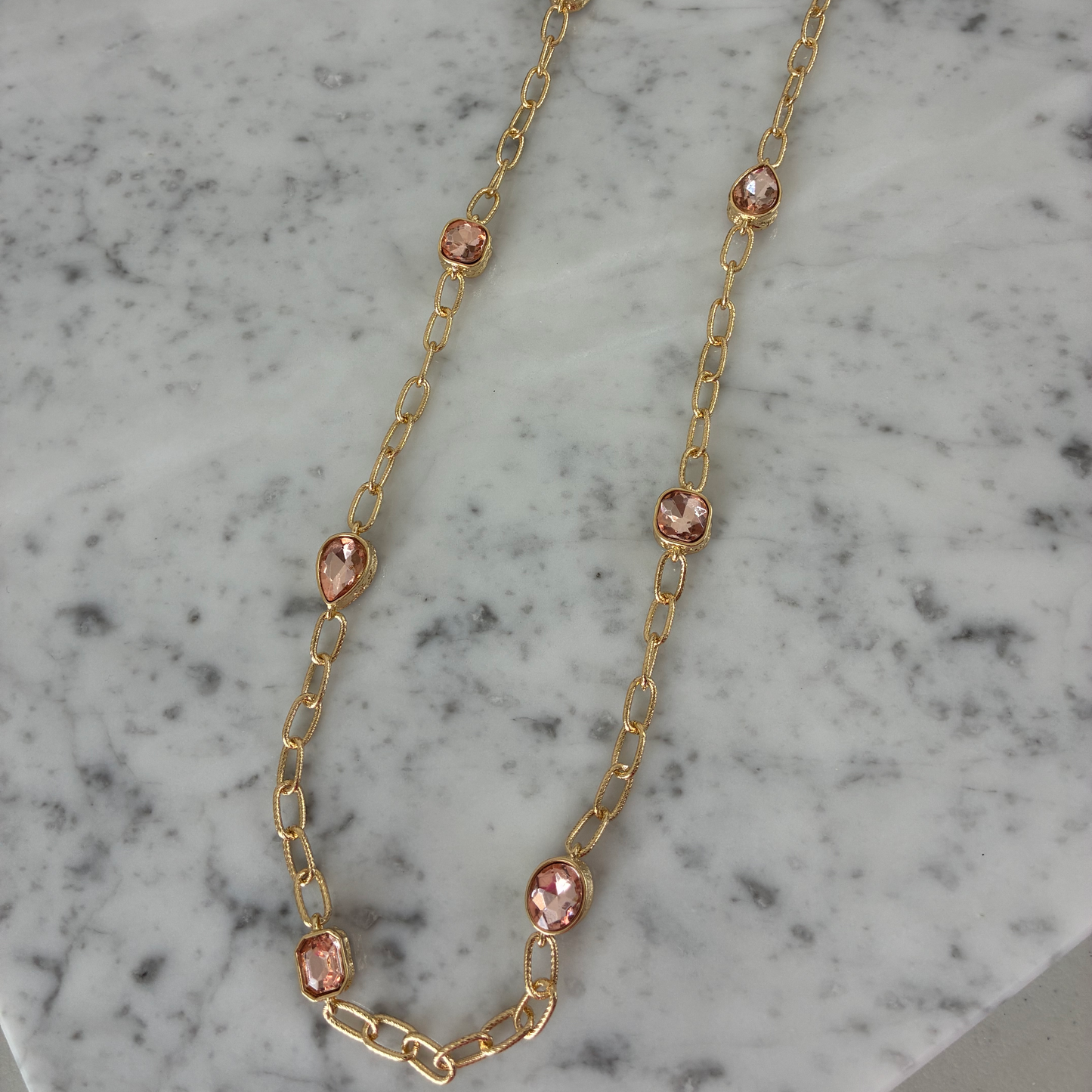 Pink Stone Necklace - 36"