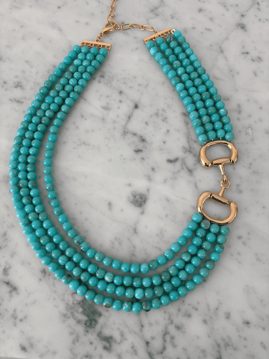 Turquoise Beaded Horse Bit Necklace