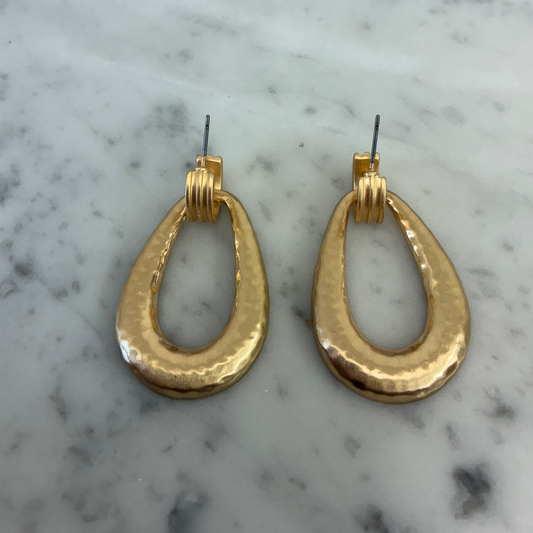 Oval Dangle Hammered Earring